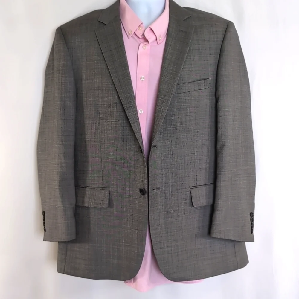 Pronto Uomo Men's Light Gray 100% Wool Sport Coat Blazer Suit Jacket Size 44R